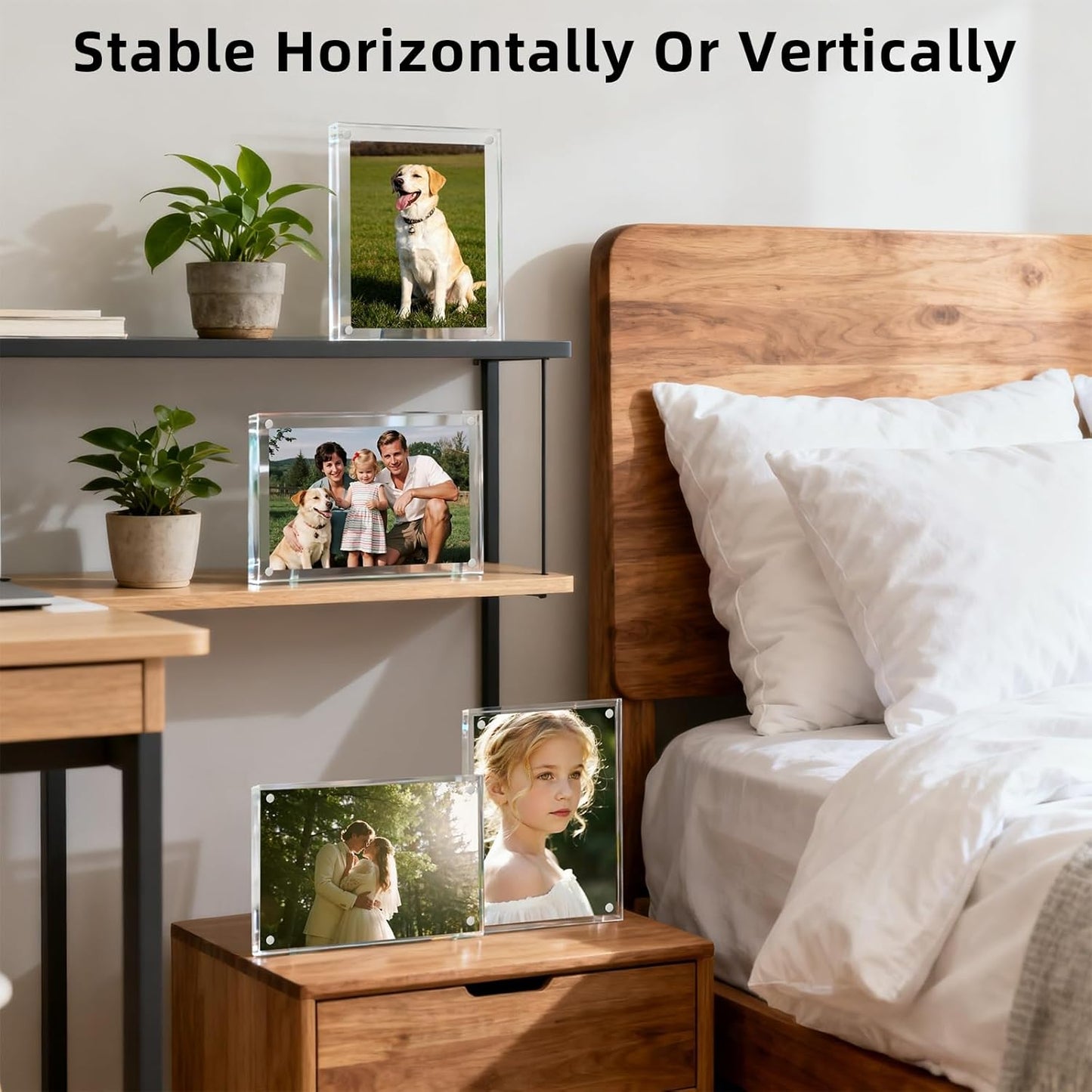 Magnetic Acrylic Picture Frame 4x6 (3-Pack) – Clear Lucite Double-Sided Frameless Photo Display 20mm Thick, UV Resistant with Strong Magnets for Home, Office, and Gift