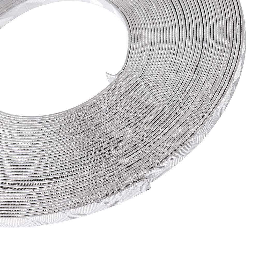 Fashewelry 32.8 Feet 5mm Aluminum Flat Artistic Wire Silver Bendable Metal Craft Wire for Beading for Bezel Sculpting Armature Jewelry Making Gem Metal Wrap