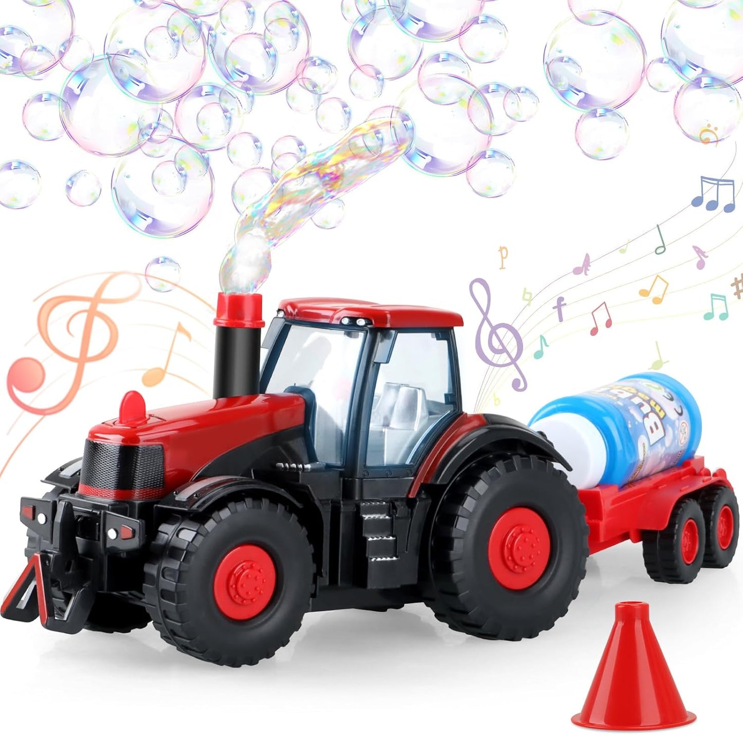 Tractor Bubble Machine for Kids 3 4 5 6 Years Old Boys: 2 in 1 Farm Tractor Toy Automatic Bubble Blowing with Lights & Sounds, Indoor Outdoor Toys for Toddlers, Ideal Gifts for 3-8 Year Olds