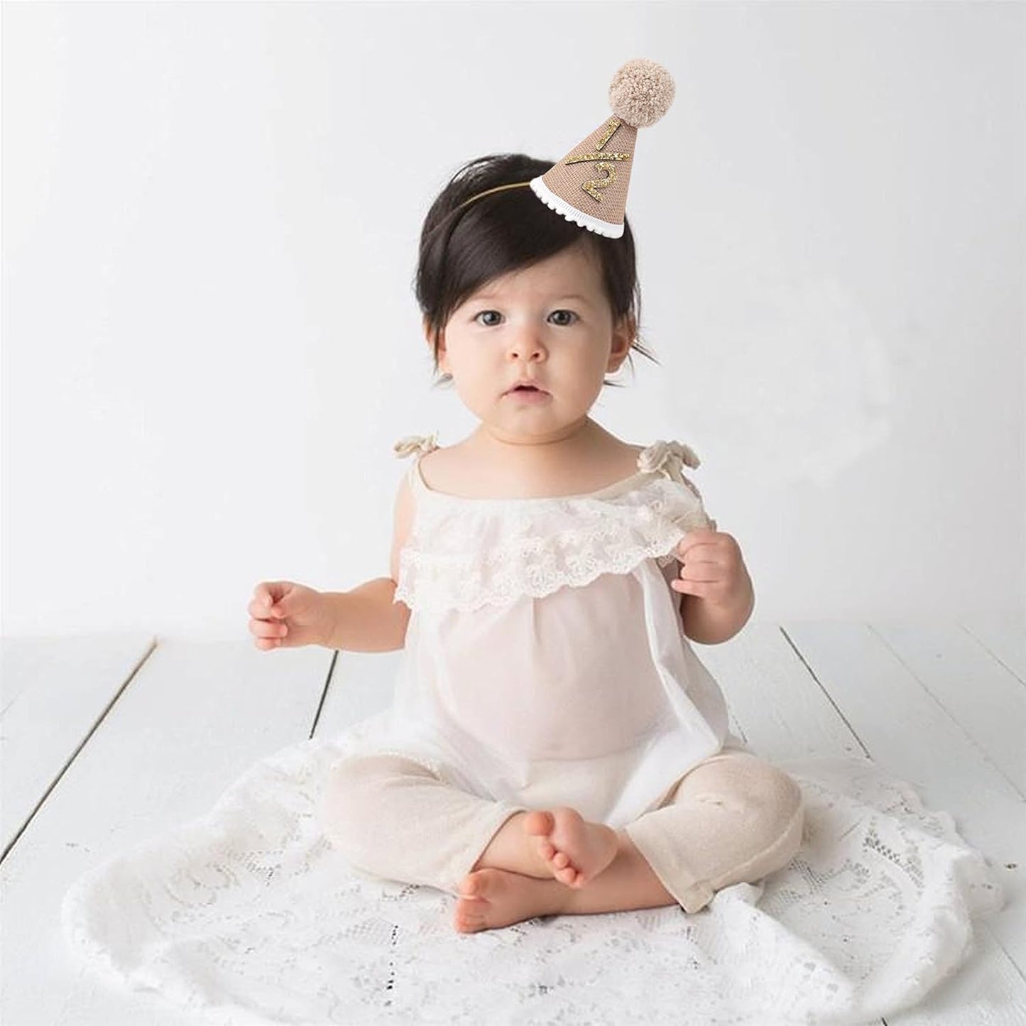 WAOUH Half Birthday Hat - Bow Cake Smash Crown for 6 Month Baby, Mini Photo Prop