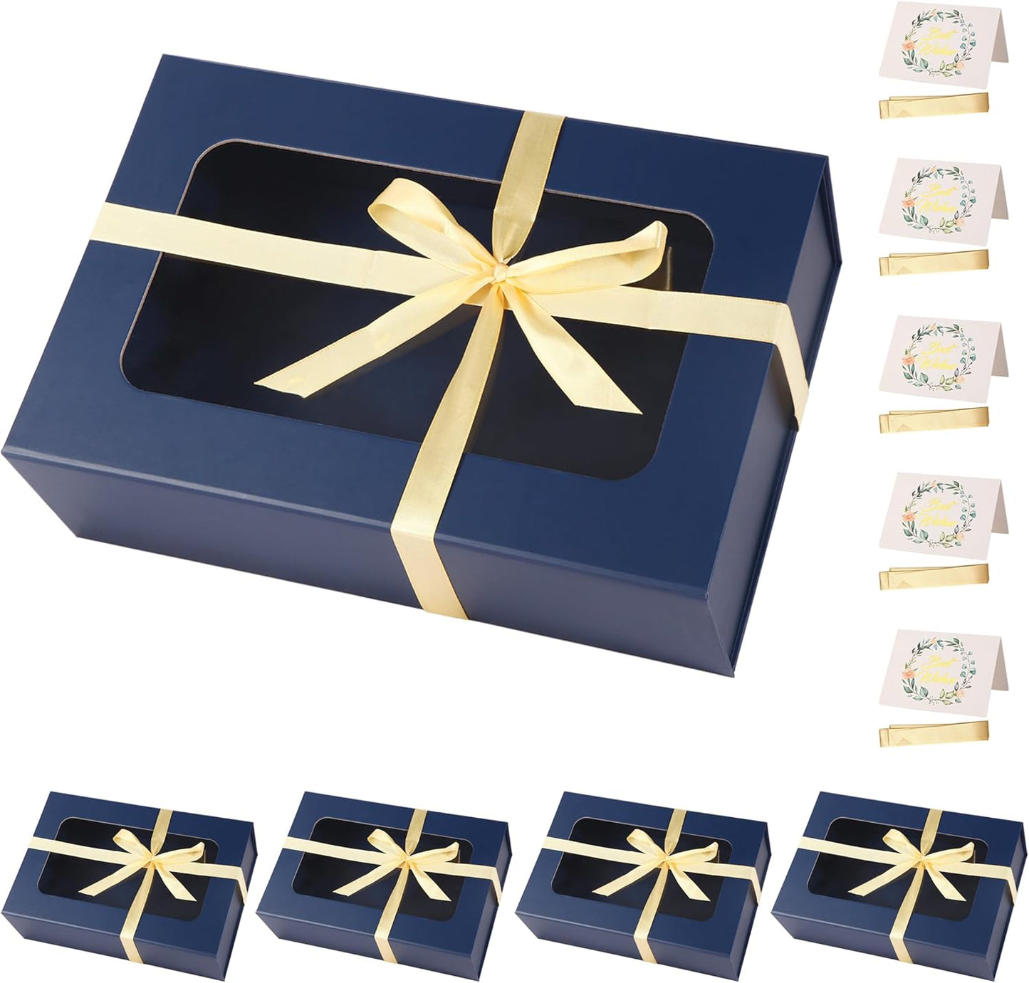 Blue Large Gift Boxes with Window, 13.5"x9"x4.3" Bridesmaid Boxe for Gift Giving,Birthday Gift Box with Magnetic,Closure Lid Gift Boxes for Presents,Cute Boxe,Luxury for Gift Packaging,Gift Box for Wrapping Gifts