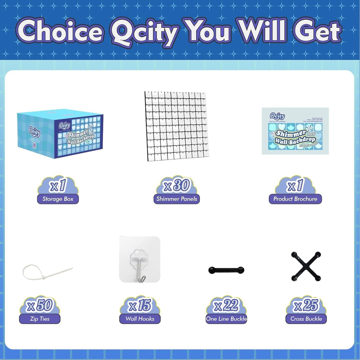 Qcity Matte White Sequin Wall Backdrop 30PCS, Black Back Not See-Through Design, Square Sequin Glitter Backdrop Panel, Perfect for Outdoor Events, Birthdays, Wedding and Party Decoration