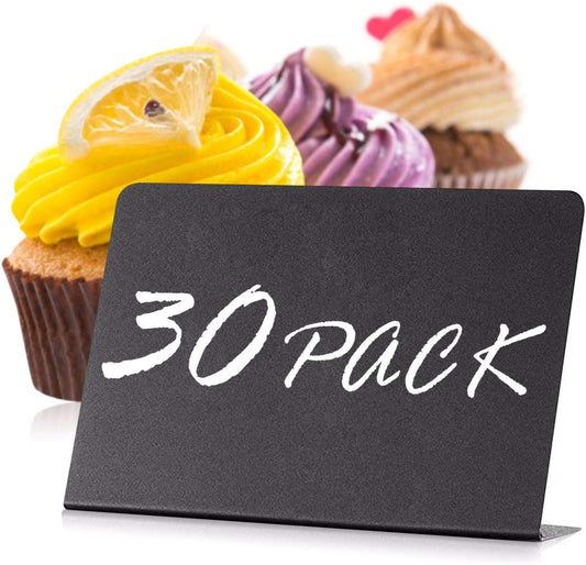 30 Pack Mini Chalkboard Signs 3x4 for Buffet & Table Use – Small Reusable Food Labels - Plastic Blackboard Display Cards for Wedding - Catering Vendor - Booths Party Tables & Bakery Displays