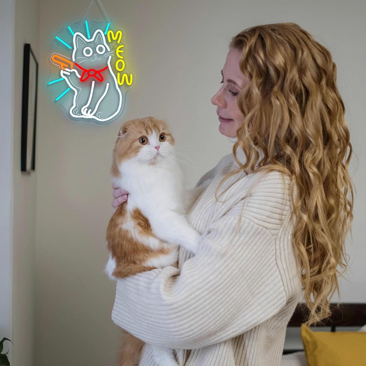 MEOW Cat Neon Sign, Cute LED Wall Light for Bedroom, Game Room, Bar, Cat Lovers Gift, USB Powered, Dimmable