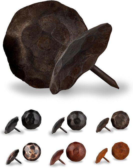 10 Pack 1.5" Round Head Iron Clavos Decorative Nails – Unfinished – Handmade Rustic Round Fasteners for Farmhouse Shutters, Faux Wood Beams, Barn Doors, Shutters, Gates – Ornamental Wood Accent