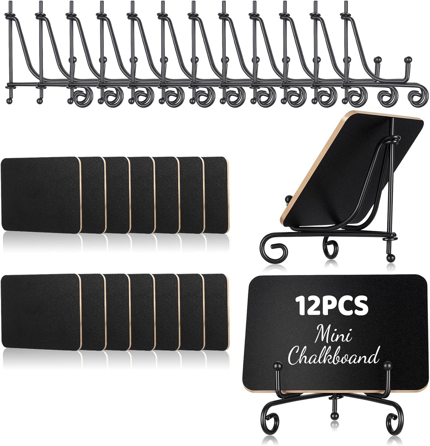 12 Pcs Mini Chalkboard Signs for Food Labels 4"x3"Small Chalkboards-Label with Metal Stand Buffet Food-Signs for Party Mini Chalkboard Signs with Stand for Party Bakery