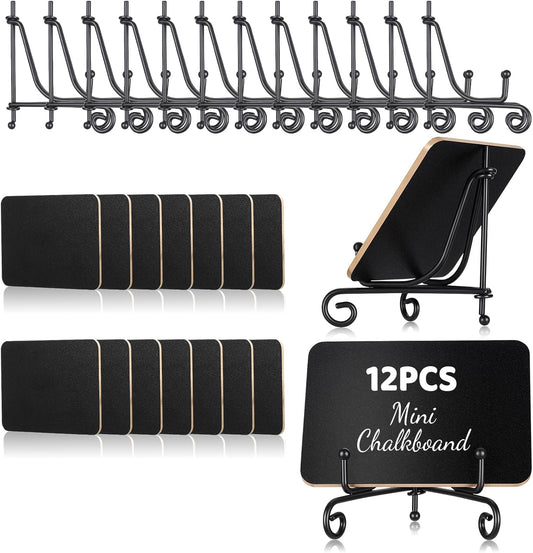 12 Pcs Mini Chalkboard Signs for Food Labels 4"x3"Small Chalkboards-Label with Metal Stand Buffet Food-Signs for Party Mini Chalkboard Signs with Stand for Party Bakery