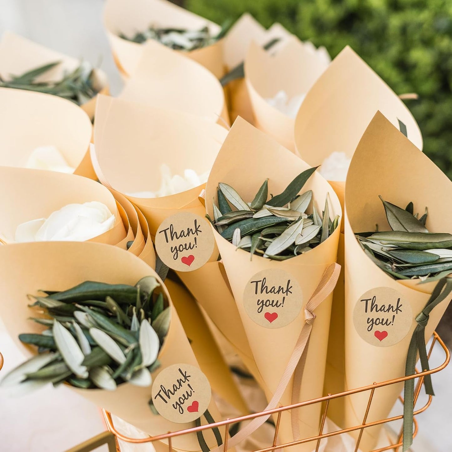 PATIKIL Dried Flower Confetti Cones, 30Pcs Paper Tapers Cone Holder with Dried Rose Petal / Sticker for Wedding Party Engagement Birthday DIY Decoration, Red/Yellow