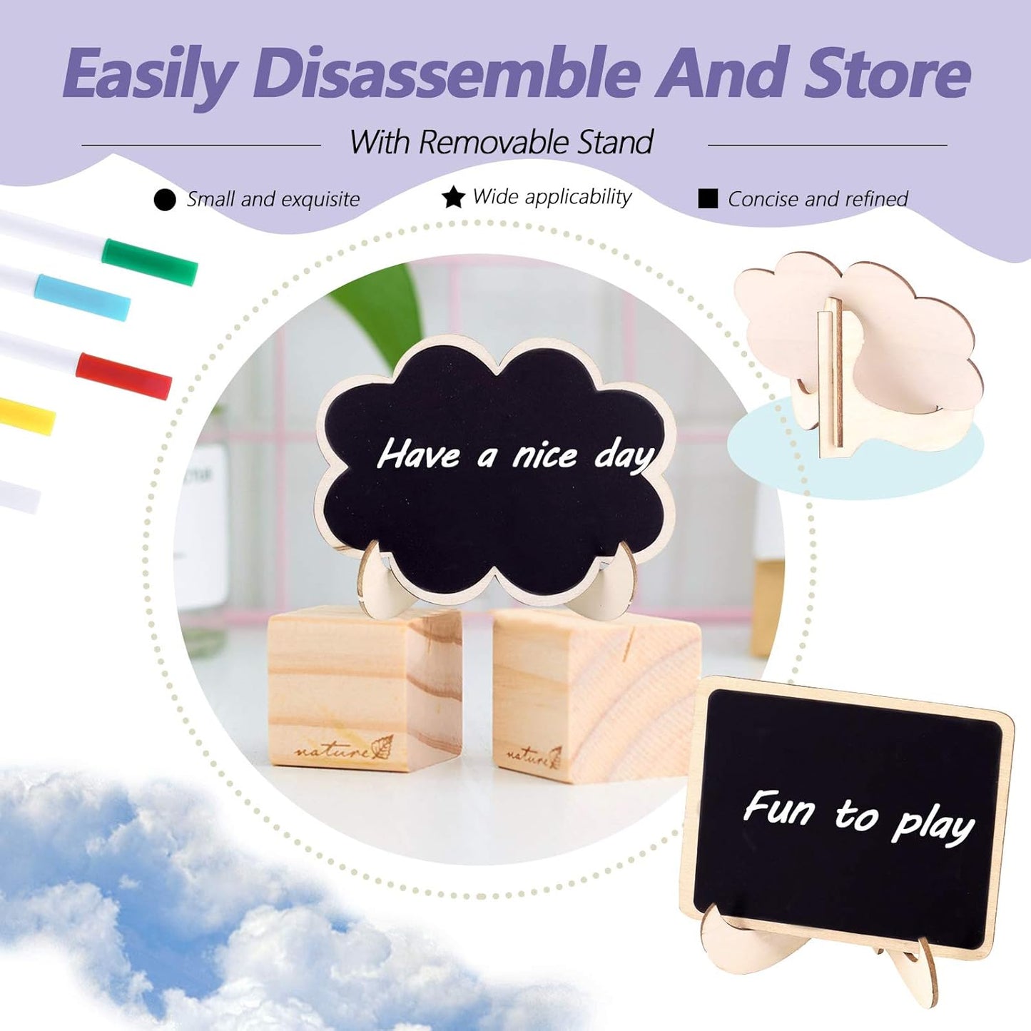 Swpeet 30Pcs Mini Chalkboards Signs with Liquid Chalk Markers and Easel Stand, Wavy Edge Message Board Signs for Weddings Place Cards, Birthday Parties, Table Numbers and Event Decorations