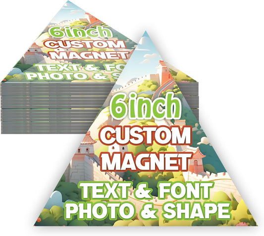 KETABAO – 6" Customize Your Image Triangle Photo Magnets - Photo Fridge, Storage Cabinet and Car Decoration Magnets