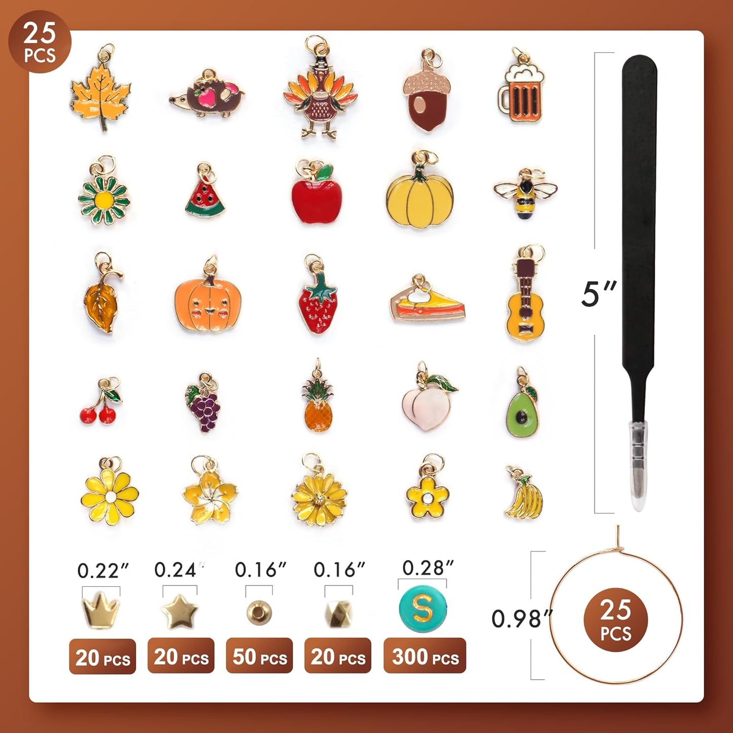 DIY Wine Glass Charms Kit, 25pcs Personalized Reusable Drink Marker Tags, Glass Identifiers for Wine Tasting Party, Unique Hostess Gifts & Party Decorations