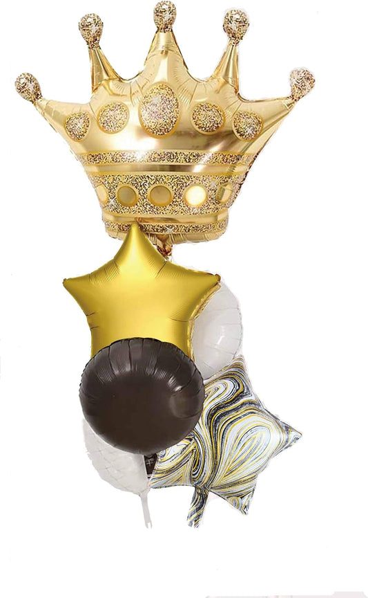 Black And Gold Large Crown Balloons Foil Helium Mylar Balloons Set For Baby Shower Birthday Bachelorette Party Decorations Wedding Anniversary Graduation Backdrop Party Supplies