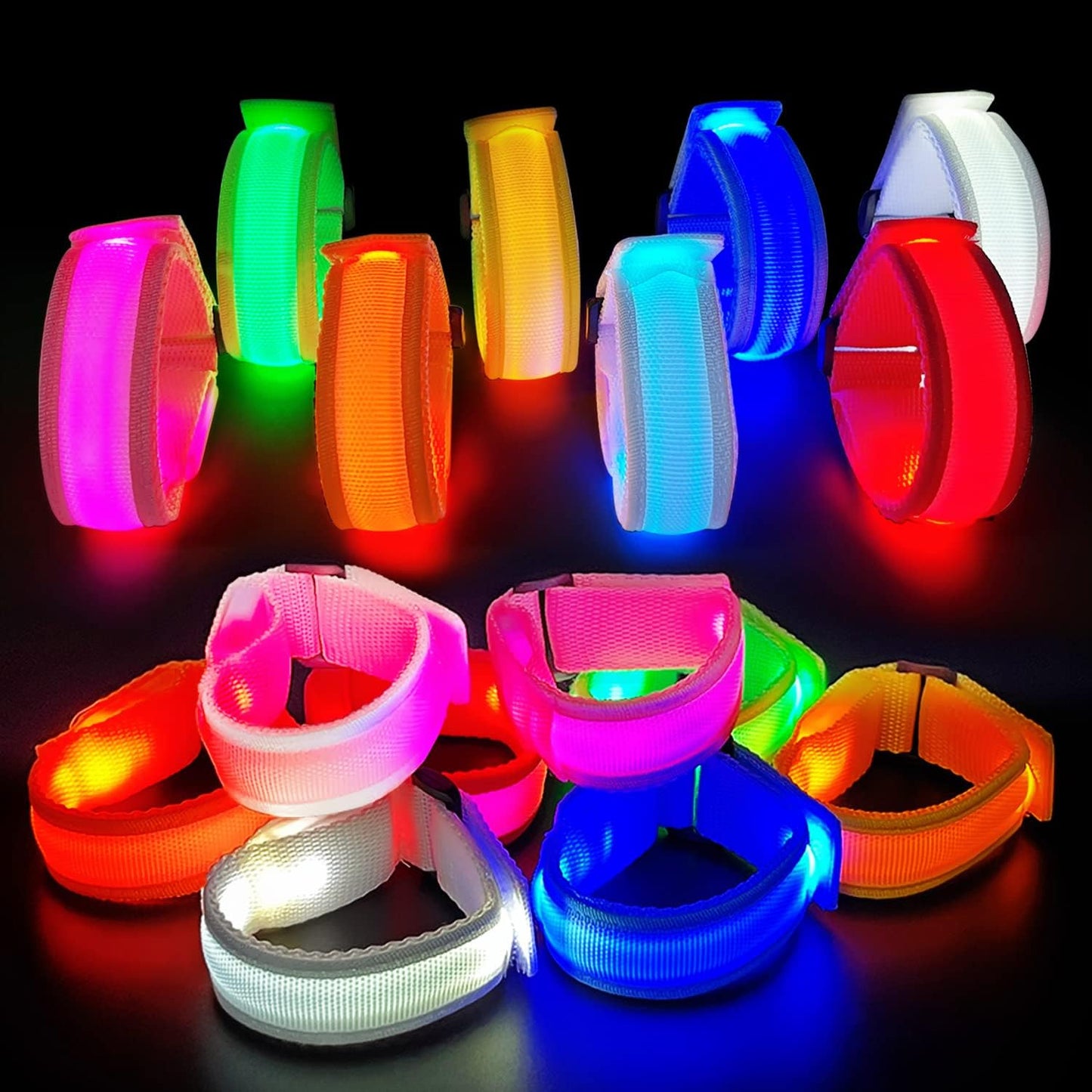 M.best 16pcs LED Light Up Bracelets Glow Flashing Wristbands Glow in The Dark Party Supplies for Wedding, Raves, Concert, Camping,Sporting Events, Party