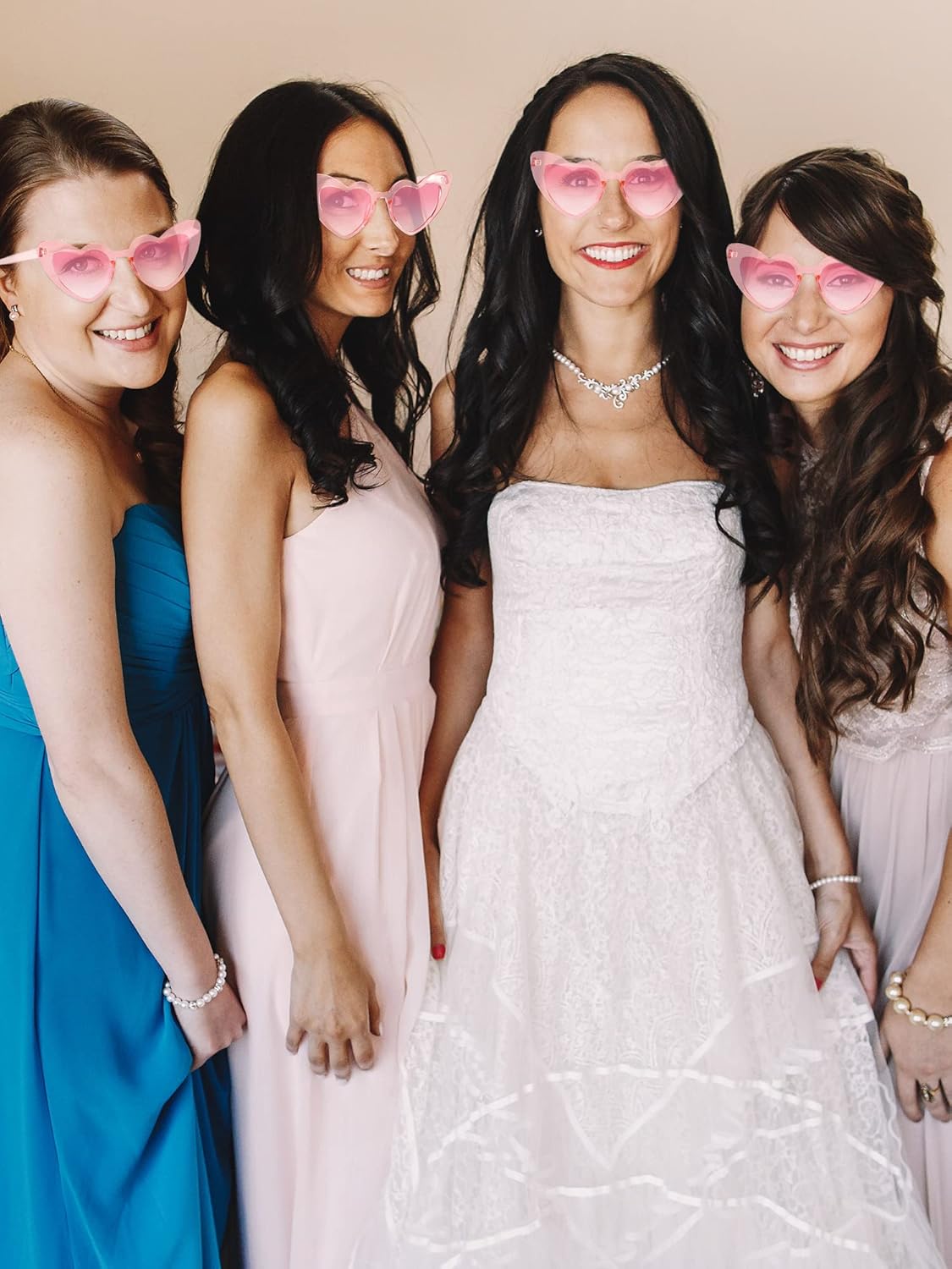 Flutesan 12 Pack Bachelorette Sunglasses Bride Bridesmaid Heart Shaped Sunglasses Women Eyeglasses for Party