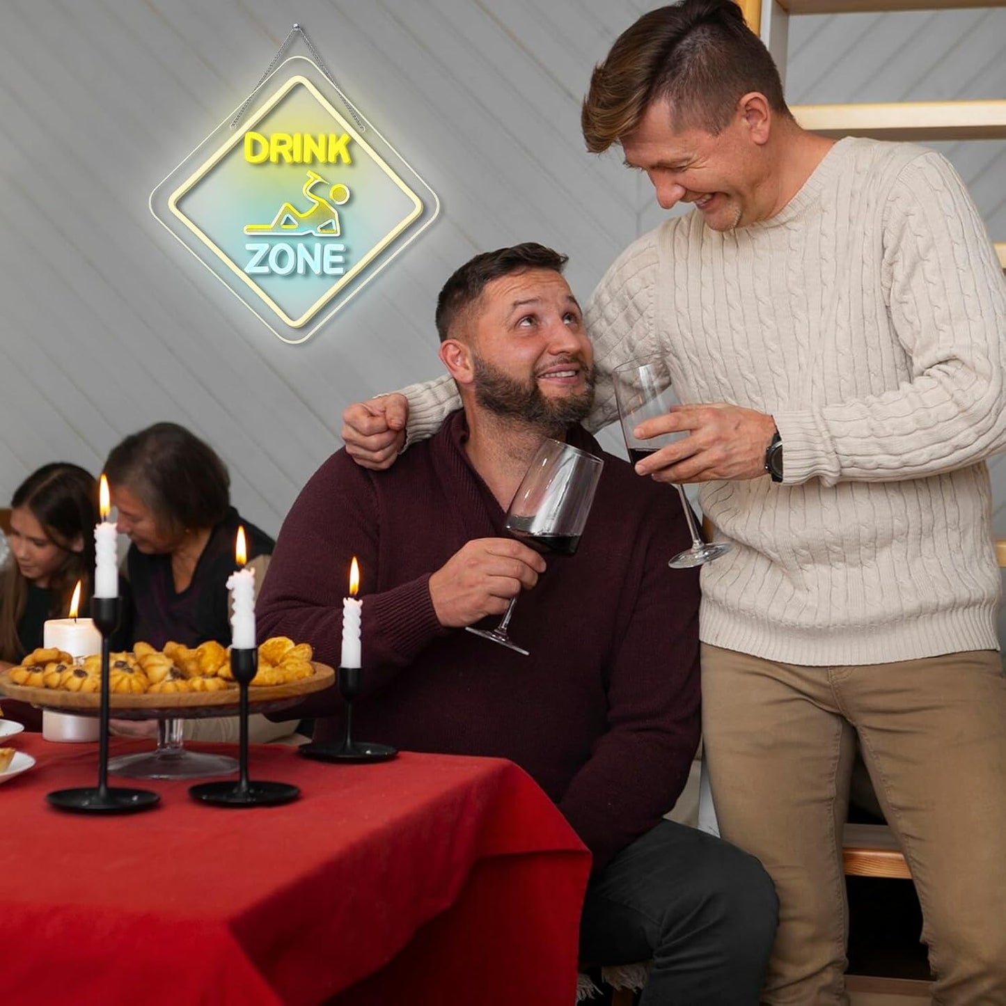 Looklight Drink Zone Neon Sign Dimmale Neon Signs For Wall Decor Led Lights For Bar Man Cave Club Party Bedrooom Decoration USB Powered 12.6x12.6in