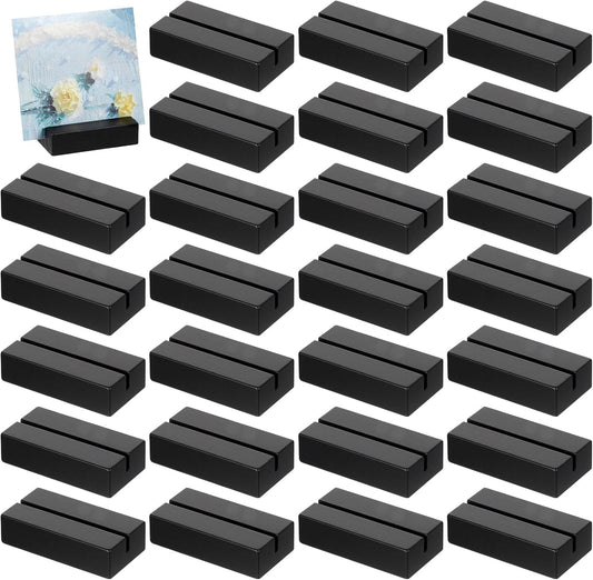 Giantree 24 Pcs Black Wood Place Card Holders, Table Number Holder Stands Name Card Holder Photo Display for Wedding Party Events Exhibition Decoration Office Restaurant Business 2.76x1.38x 0.59 inche