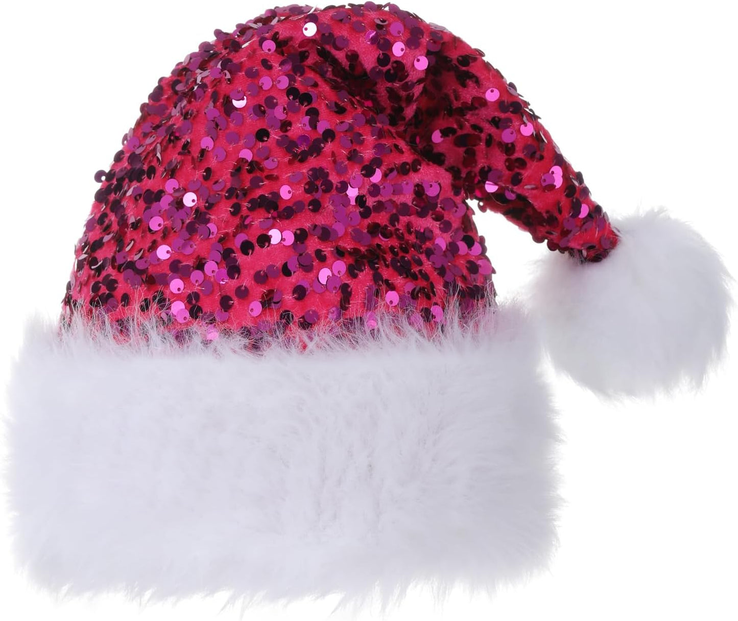 Personalized Sequin Santa Hat for Adults, Red Glitter Christmas Party Hat, Xmas Halloween New Year Holiday Headwear