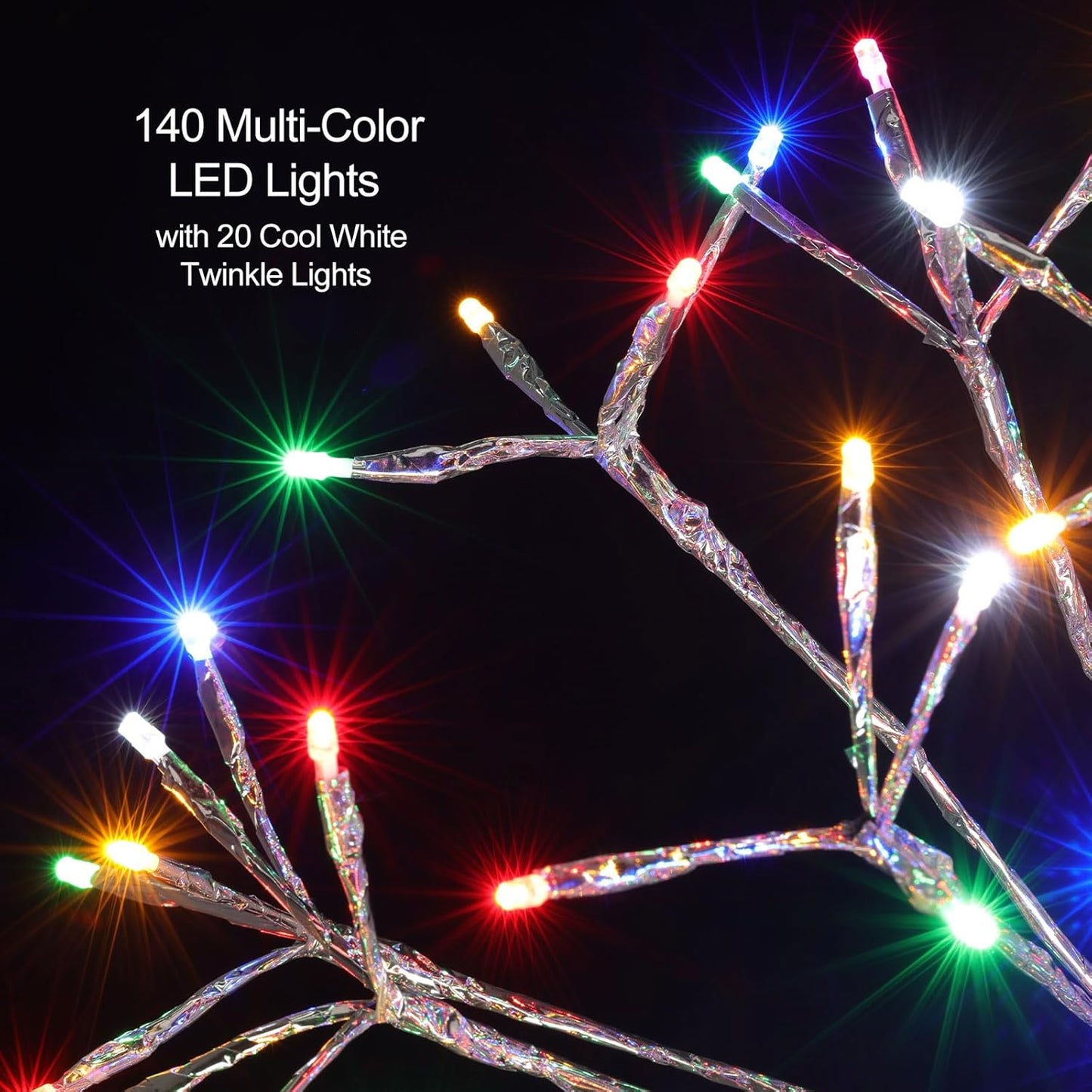 Christmas led Sparkle Ball Hanging Outdoor décorations -Haning Twig Ball,Snowflake Ornament Lights Indoor Outdoor Festive Holiday Décor 24Inch (Mutilcolor)