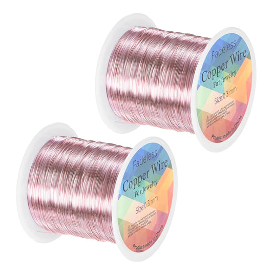 2-Rolls 0.3mm Jewelry Wire, 28 Gauge 328FT Craft Wire Copper Beading Wire for Jewelry Making/Planting/Weaving/DIY Crafting, Soft Metal Wires [100M, Rose Golden]