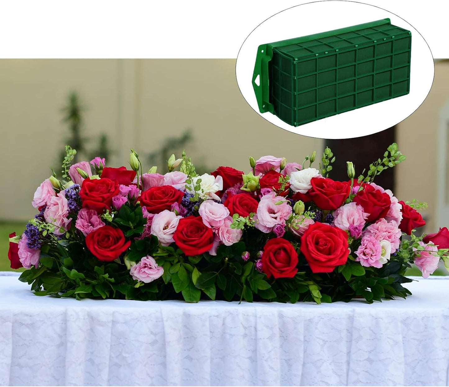 Boao 6 Pieces Floral Foam Cage Holder with Floral Foam for Fresh Flowers Cage Bowl for Table Centerpiece Flower Arrangement, Rectangle, 11.8 x 4.7 x 3.1 Inch
