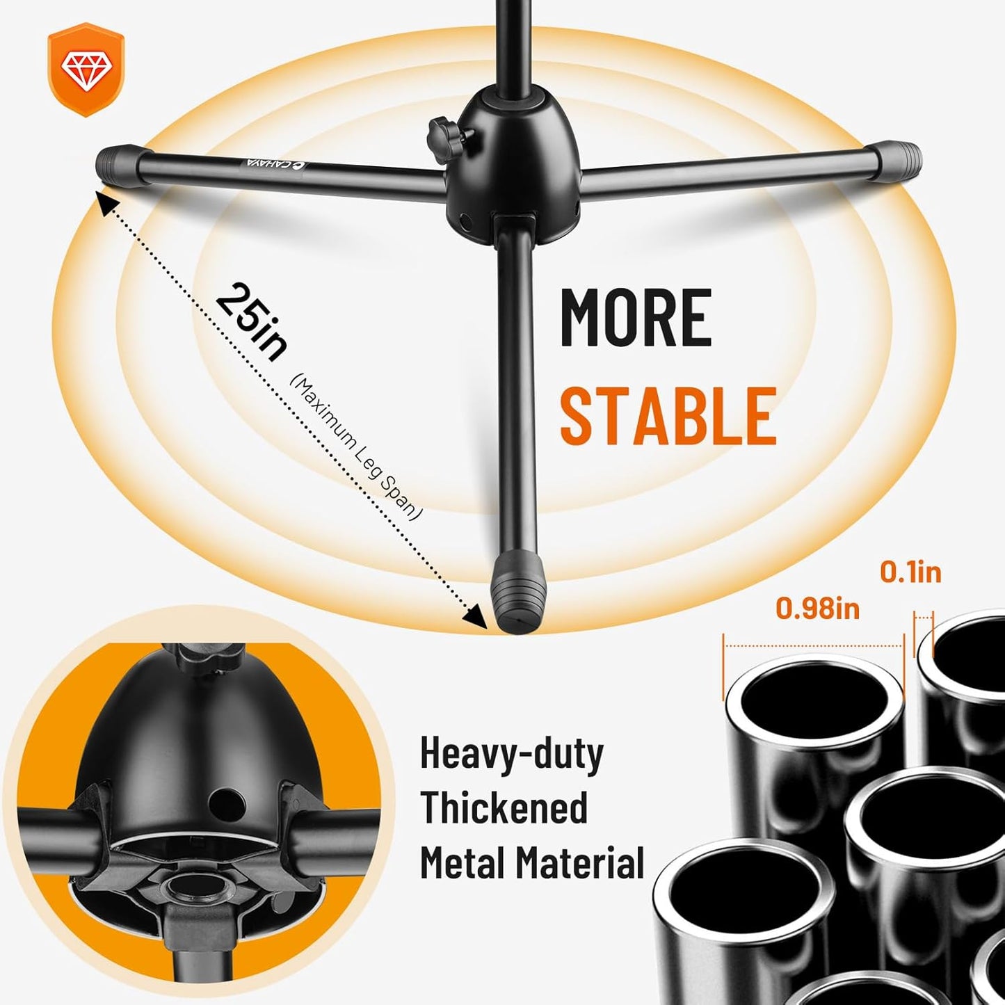 CAHAYA Tripod Microphone Stand: Boom Arm One-Button Release Floor Mic Stand Portable with Carrying Bag and 2 Mic Clips for Singing Performance Wedding Stage Meeting Live CY0362