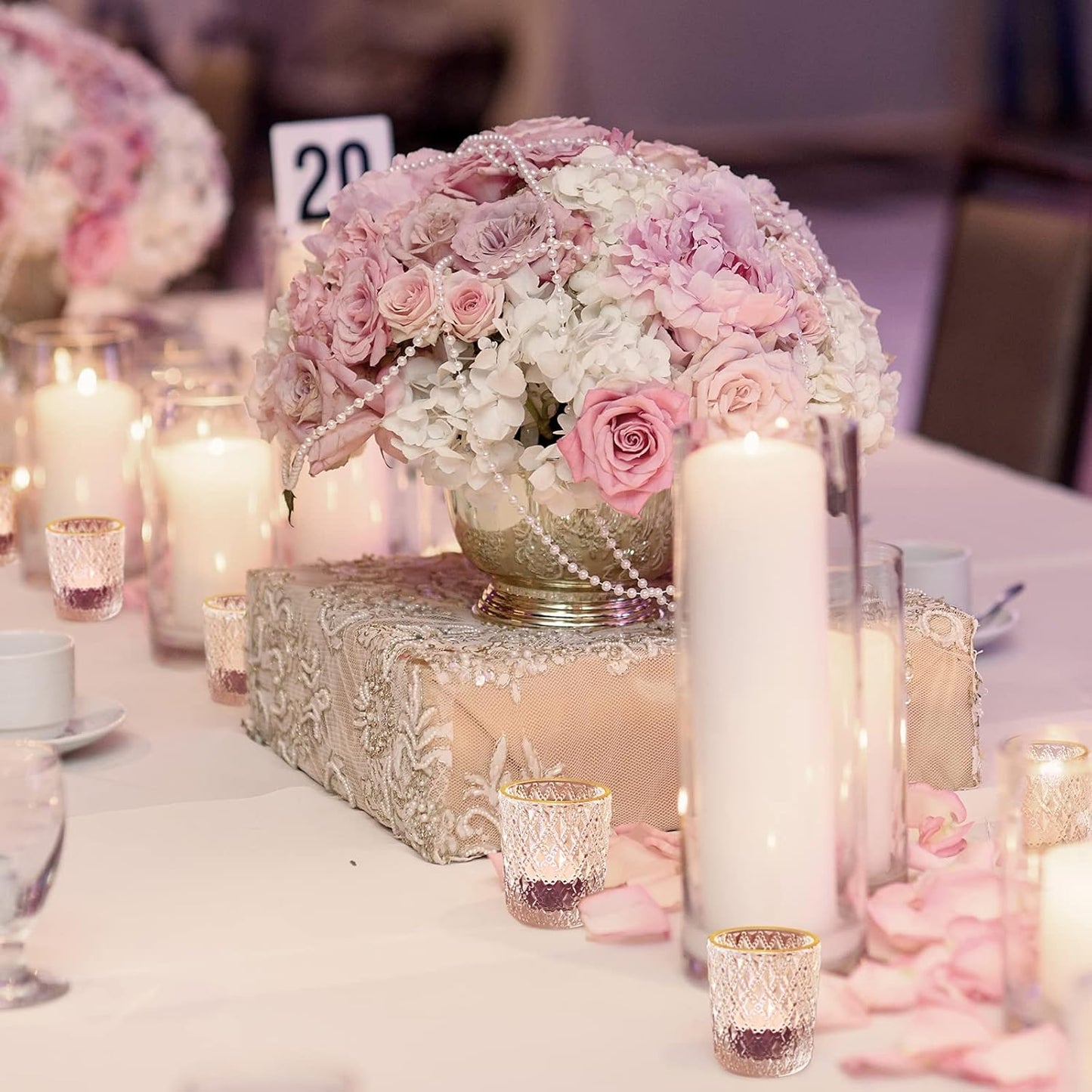 SHMILMH Clear Votive Candle Holders, Glass Tealight Candle Holders Bulk with Rim for Wedding Table Centerpiece Birthday Party Thanksgiving Decor, Set of 12