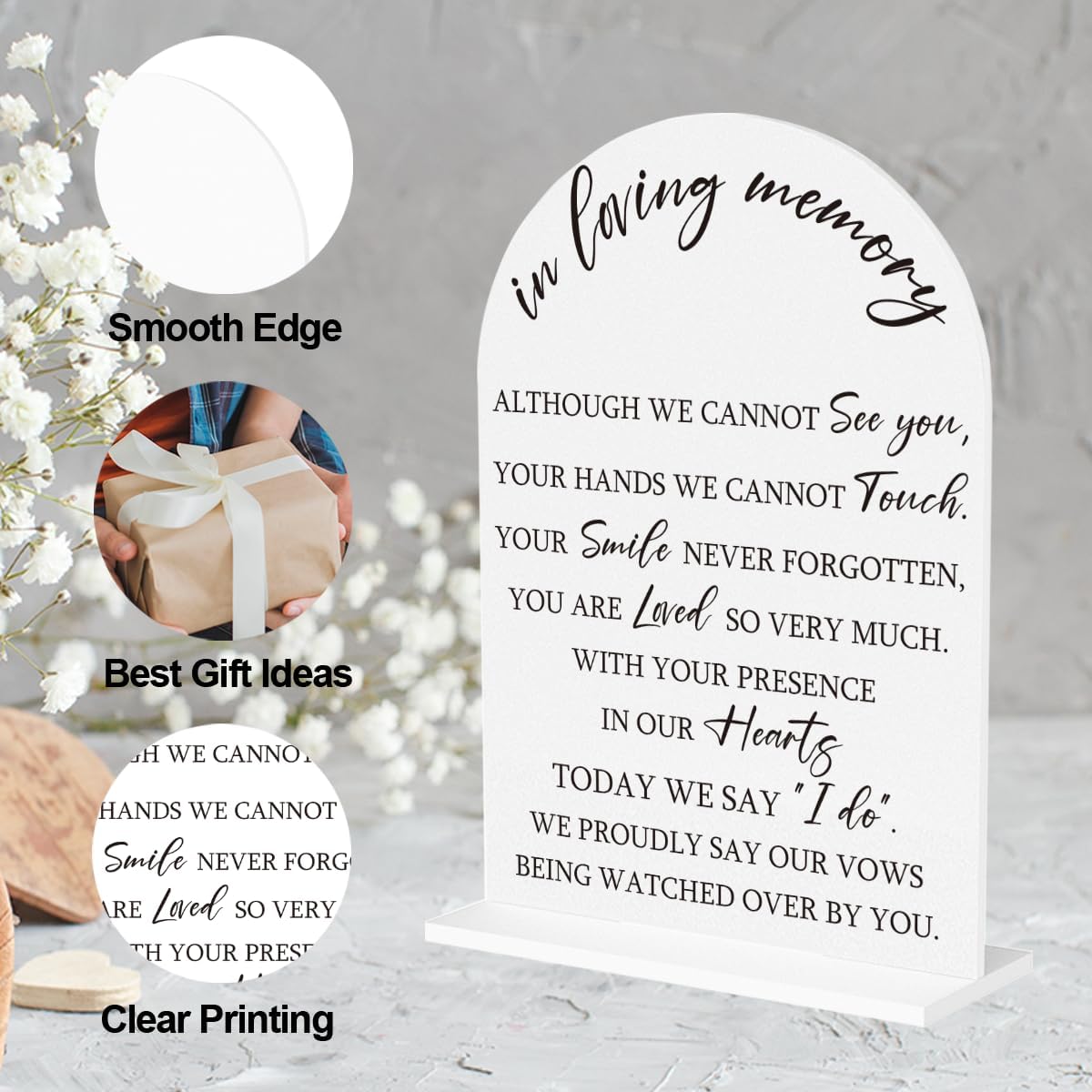 In Loving Memory Wedding Sign, Wedding Engagement Bridal Shower Baby Shower Reception Event Party Table Desk Acrylic Decor