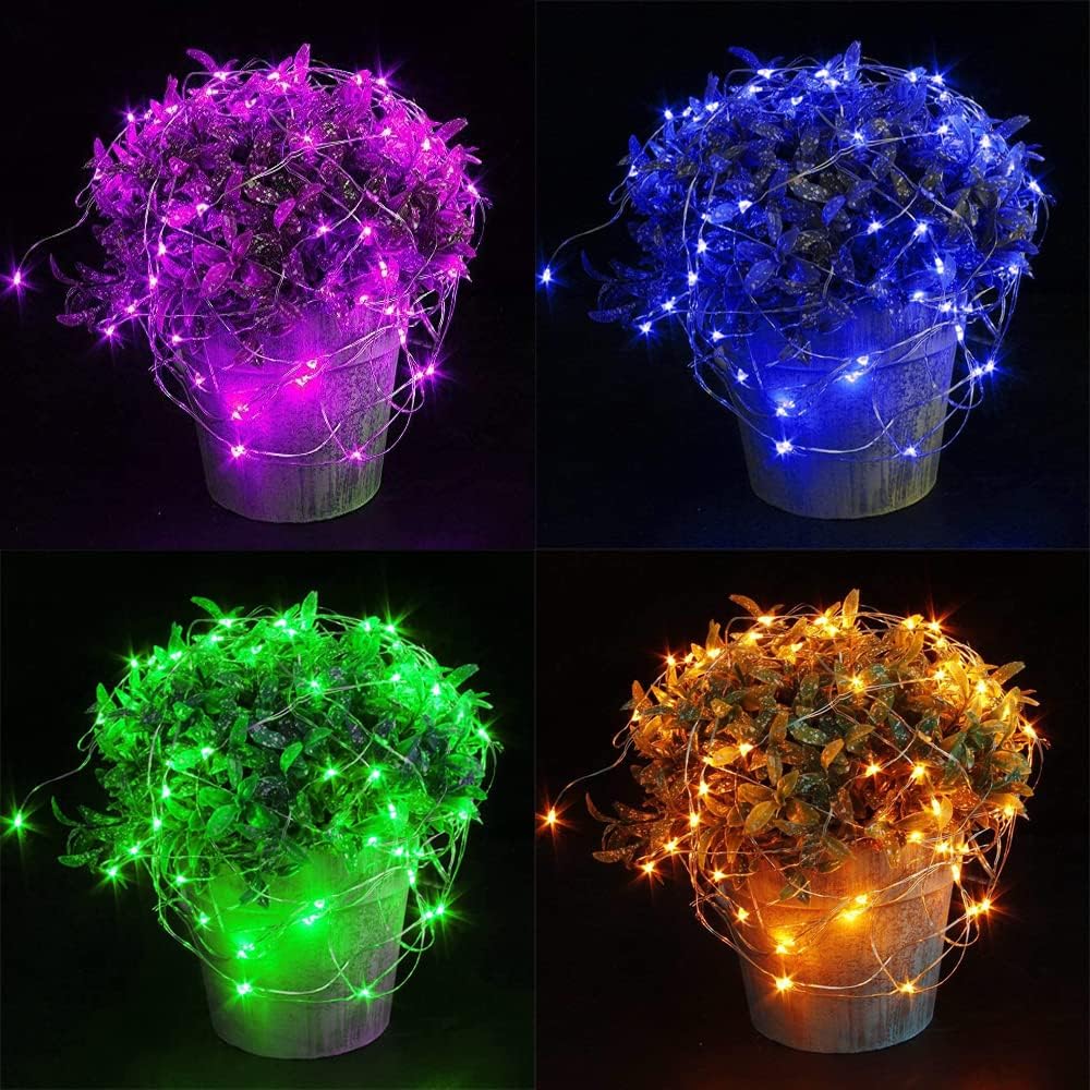 CYLAPEX 16 Pack Multicolor Fairy Lights, Battery Operated String Lights Micro LED Starry String Lights on 3.3ft/1m Silvery Copper Wire for Christmas Decoration Costume Wedding Party Decor