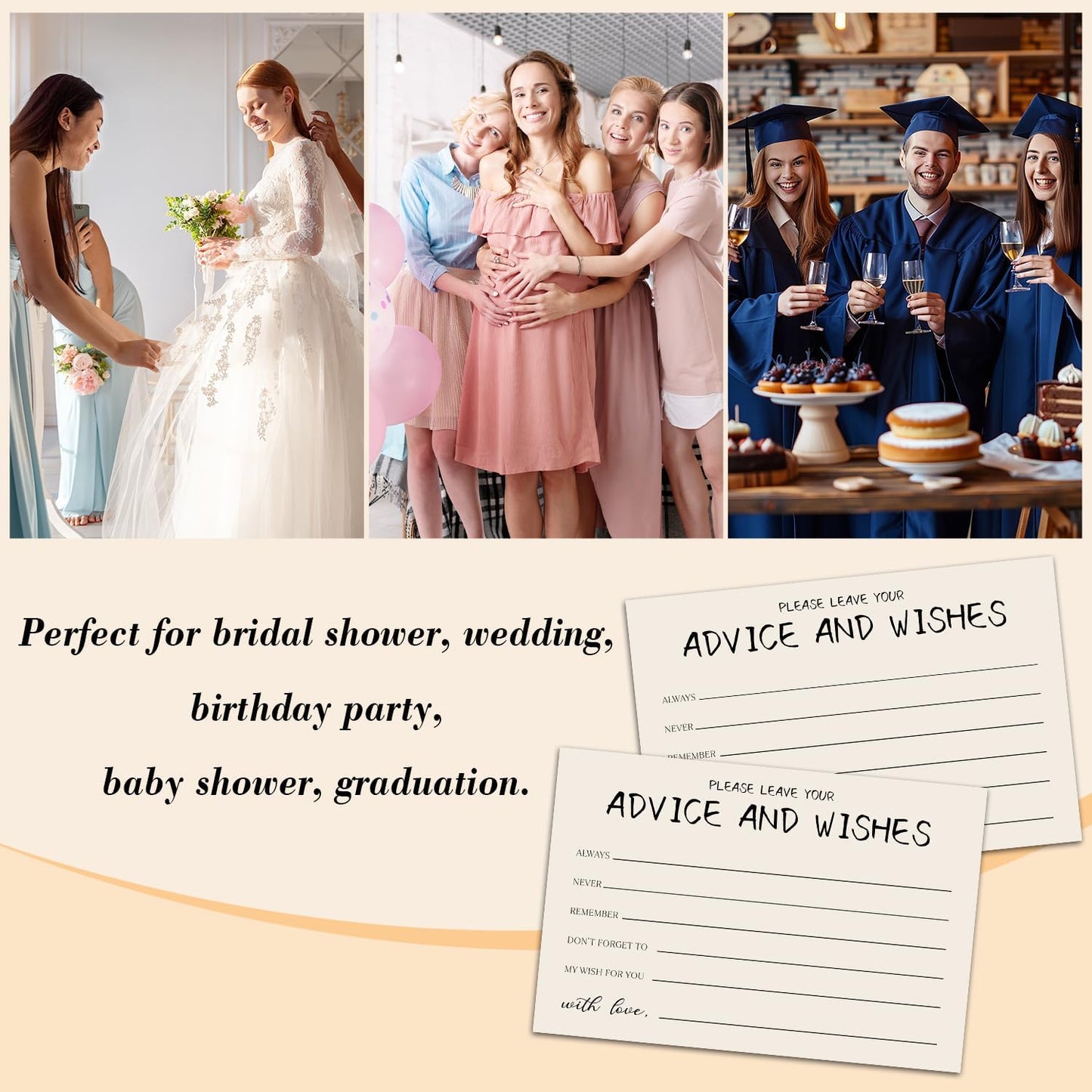 25 Advice and Wishes Cards, Minimalism Fill-In Advice Cards for Bridal Shower Wedding Baby Shower Birthday Party Graduation Party, Well Wishes Card for Mr & Mrs Adults, Party Supplies -08