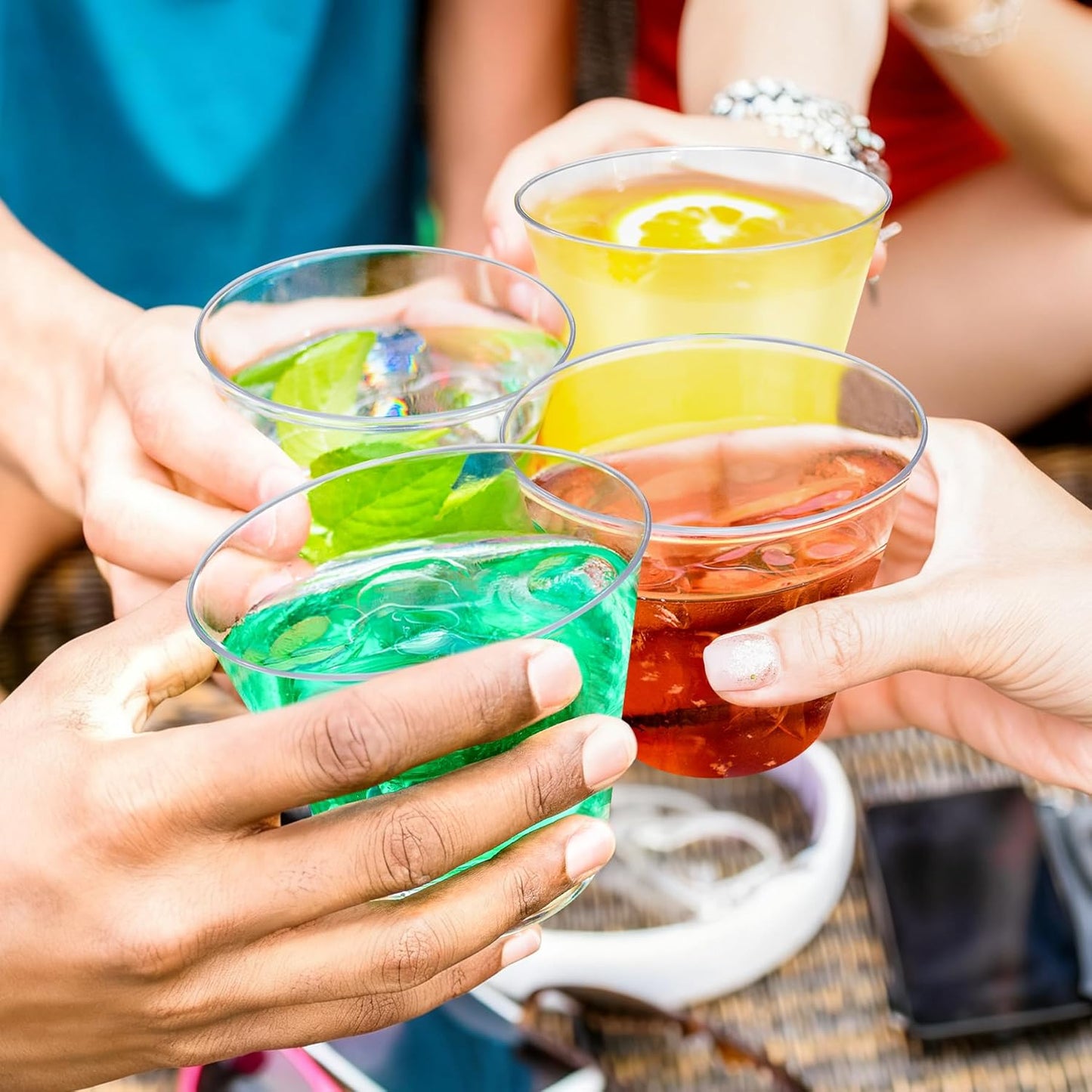 100Counts 9 OZ. Disposable Cups Old fashioned Party Tumblers, 9 Ounce Squat Cups Clear Hard Plastic Cups for Party Wedding