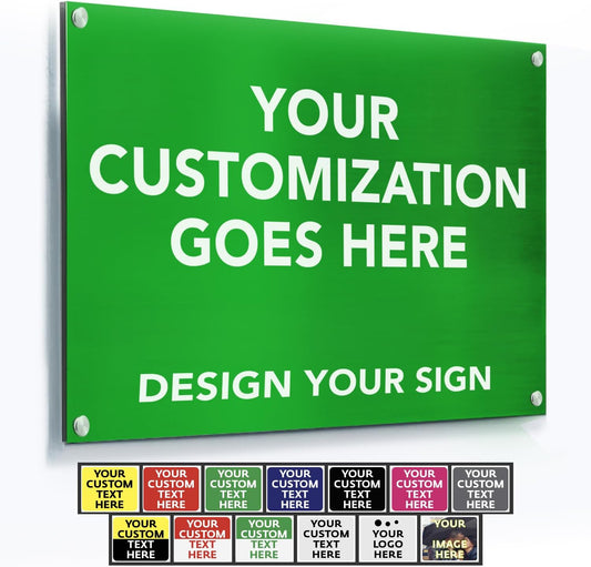 Customized Outdoor Aluminum Signs - Personalized Metal Business Signs, White (Green Background, 10x7 In)