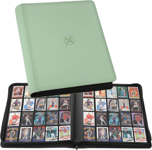20-Pocket Card Binder, Trading Card Binder Holds 2000 Cards, Premium Zippered Trading Card Album Compatible with TCG, Game & Sports Cards (Soft Green)