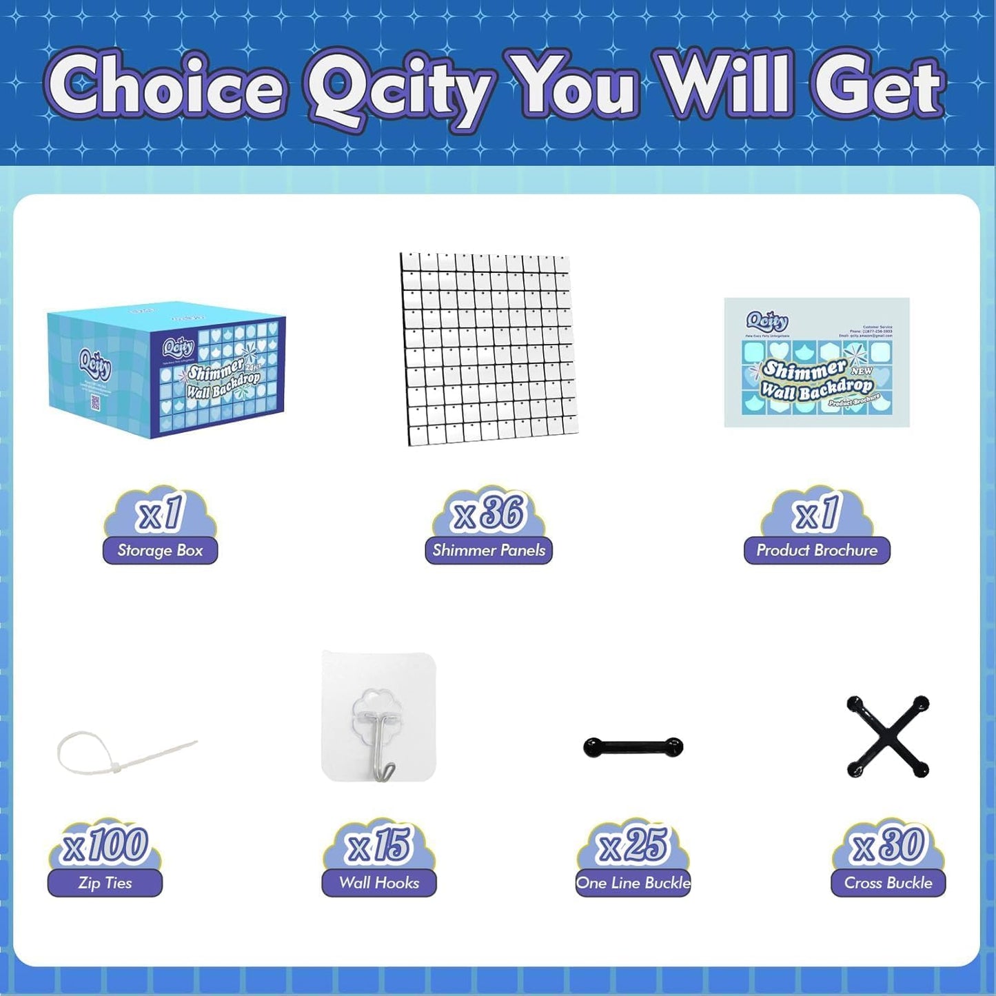 Qcity Mirror White Sequin Wall Backdrop 36PCS, Black Back Not See-Through Design, Square Sequin Glitter Backdrop Panel, Perfect for Outdoor Events, Birthdays, Wedding and Party Decoration