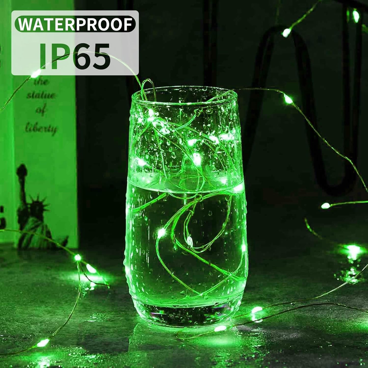 Aogist 12 Pack Fairy Lights 3 Modes 7ft 20 LED Waterproof,Battery Operated Silver Wire Firefly Starry Moon Mini String Lights for Mason Jars Christmas DIY Crafts Wedding Party Bedroom,Green