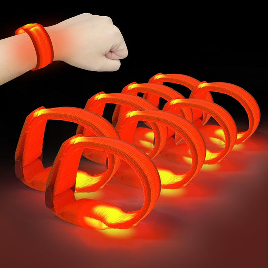 M.best 8pcs LED Light Up Bracelets Glow Flashing Wristbands Glow in The Dark Party Supplies for Wedding, Raves, Concert, Camping,Sporting Events, Party Orange