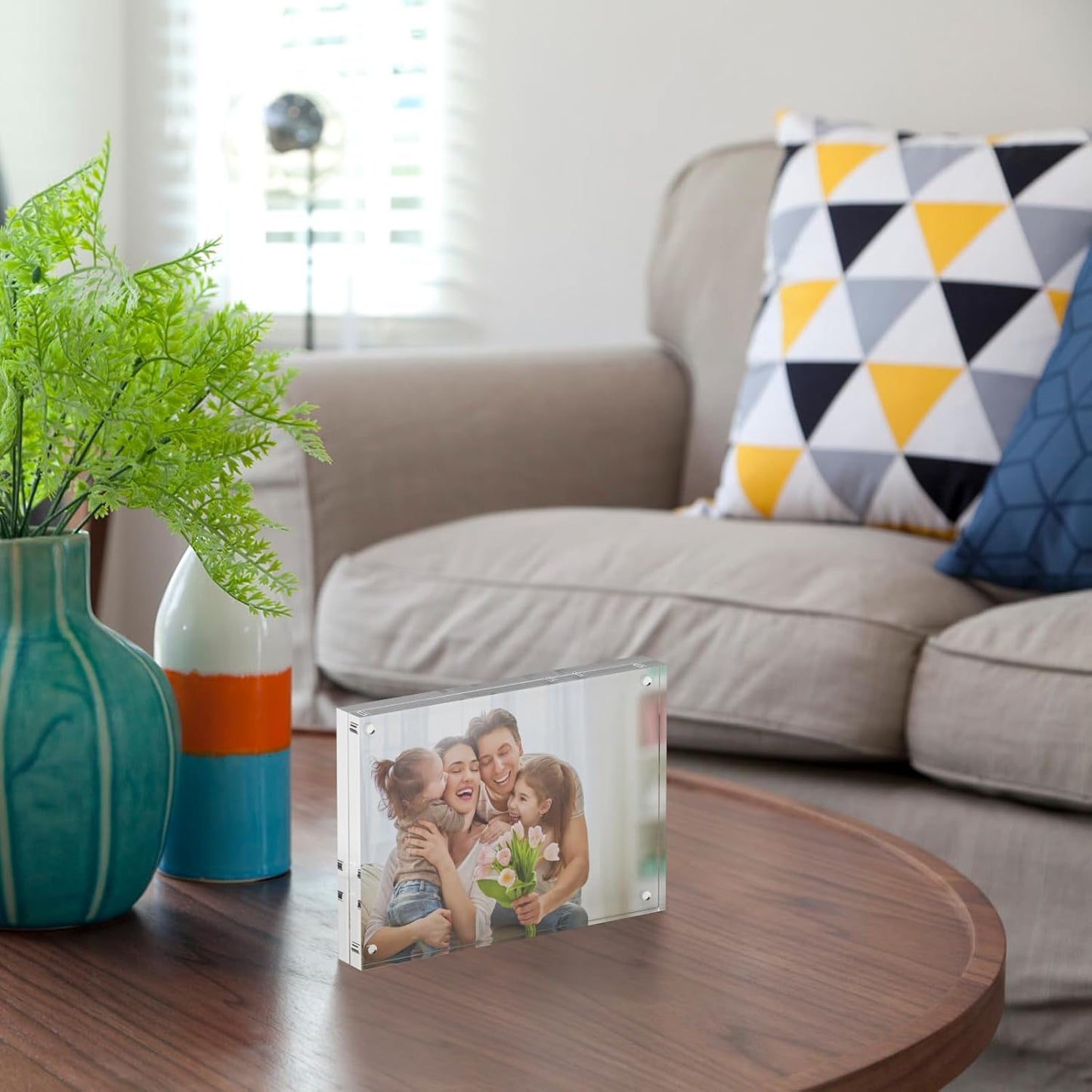 4x6 Acrylic Picture Frames, 20mm Thick Clear Frameless Magnetic Photo Frames, Double Sided Transparent Square Frame Gift for Desktop Display(3 Pack)