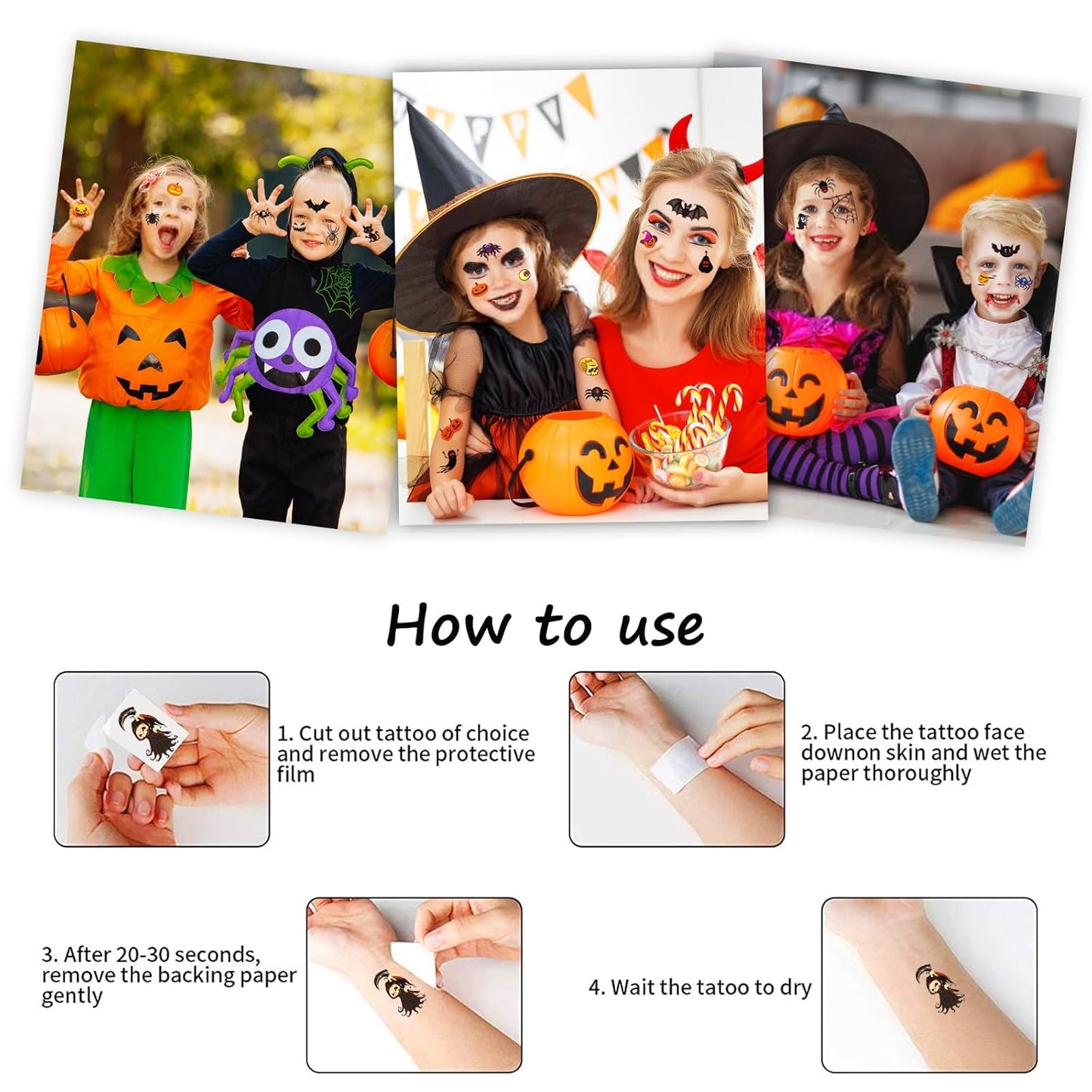 Tattoos for Kids, 300+ Mixed Styles Halloween Temporary Tattoos Stickers Set for Girls and Boys, Tattoos for Kids Birthday Party Decorations Supplies Halloween Goodie Bag Fillers