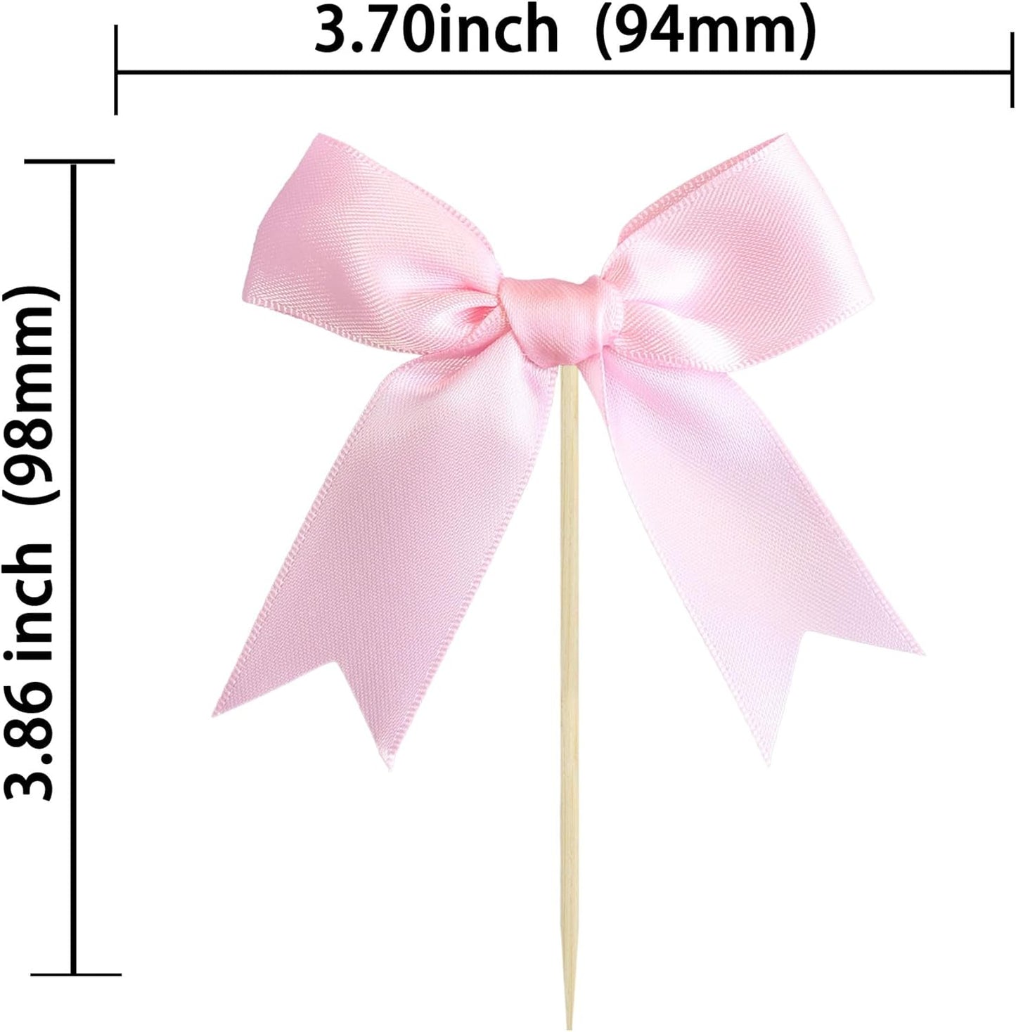 Gyufise 24Pcs Bow Cupcake Toppers Coquette Bow Girls Birthday Cake Decorations Bowknot Cake Toppers Bowknot Cupcake Picks for Baby Shower Birthday Wedding Bridal Engagement Party Supplies Pink