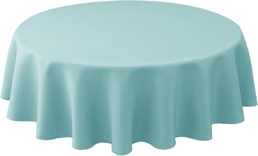 Biscaynebay Round Tablecloth 60 Inch-Auqa Blue Outdoor Fabric Table Cover-Small Circle Folding Table Cloths Linen Water Resistant for Kitchen Dining Picnic Patio Outdoor Party Restaurant Tables