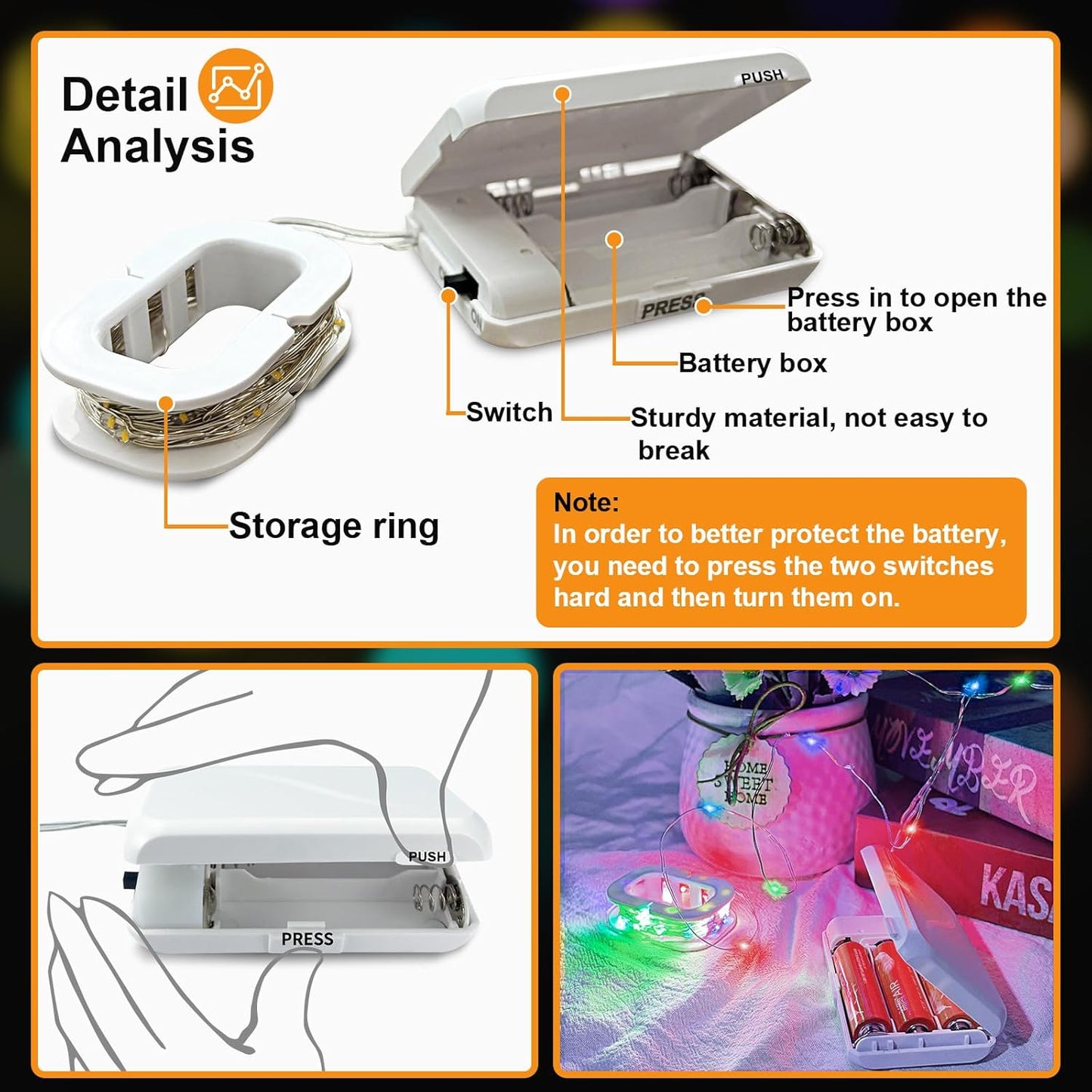 2 Pack 16Ft 50 LED Fairy Lights Mini String Lights Waterproof for Mason Jars Halloween Christmas Parties Wedding Table Centerpieces Decoration