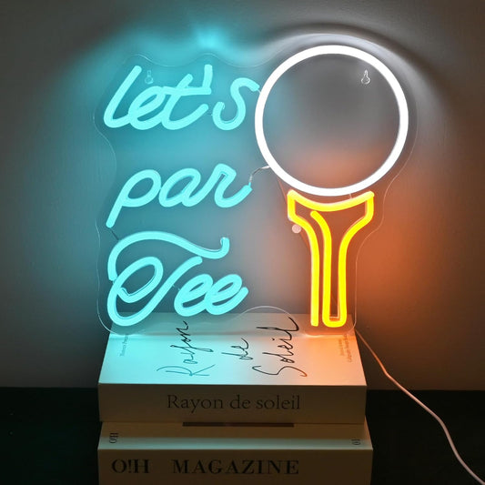 Let's Par Tee Neon Sign Golf Club Led Neon Lights for Wall Decor Light Up Signs For Sports Golf Shop Living Room Bedroom Home Bar Club Man Cave Gym Birthday Party Decorations Gifts