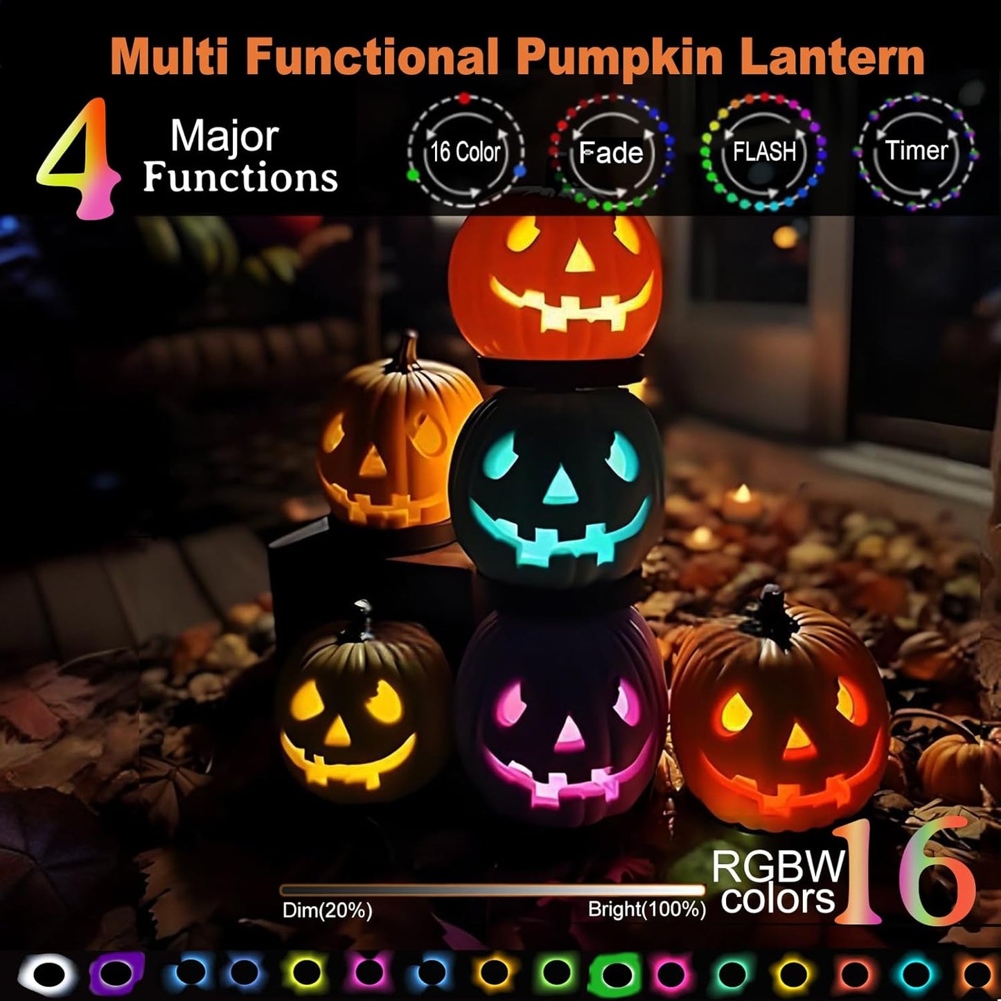 LED Color Changing Pumpkin Lights with Timer Control, Colored Puck Light Battery Operated, 16 Multi Colors LED Cabinet Light, Under Counter Lights, Valentine Day Holiday RGB Decoration Candles