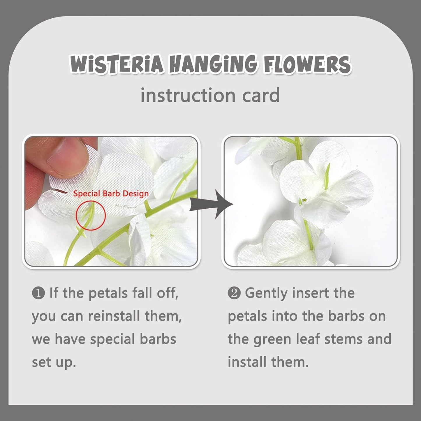 5 Pack White Wisteria Hanging Flowers Garland, 3.77 Feet Artificial Flower Vines, Fake Wisteria, Artificial Vines Hanging Garland for Backdrop Outdoor Yard Garden Decor