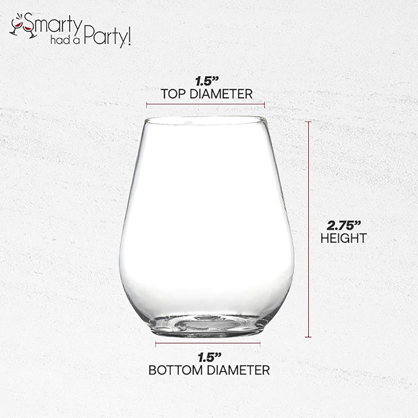 Smarty Had A Party 4 oz Clear Stemless Plastic Mini Goblets, Unbreakable Disposable Wine Goblets for Weddings, Parties, and Events, Bulk Drinkware for Celebrations (80 Count)