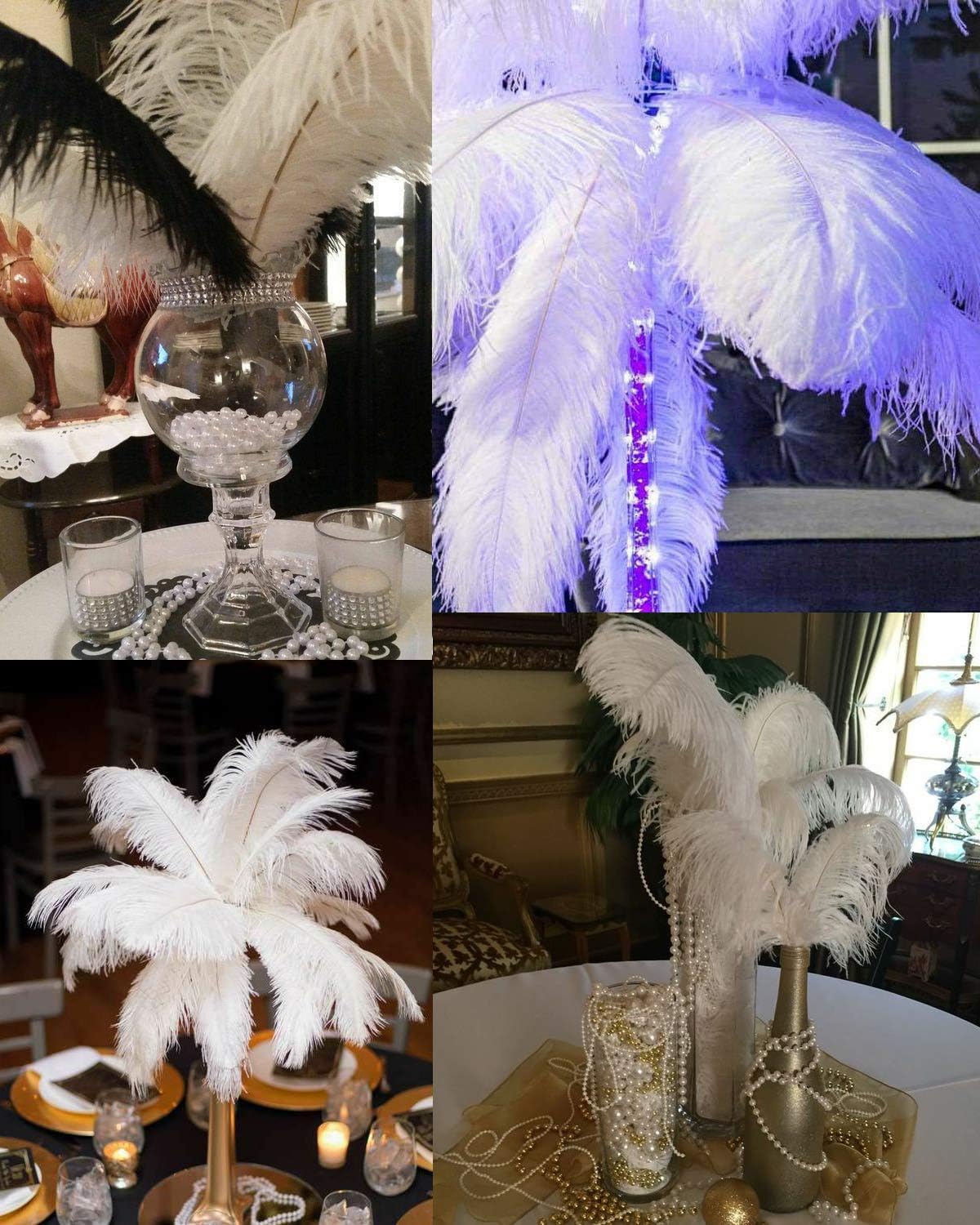 Happy Feather 16-18 inch Blackish Green Ostrich Feathers Craft for Wedding Party Centerpieces Home Decoration DIY Craft Pack of 10