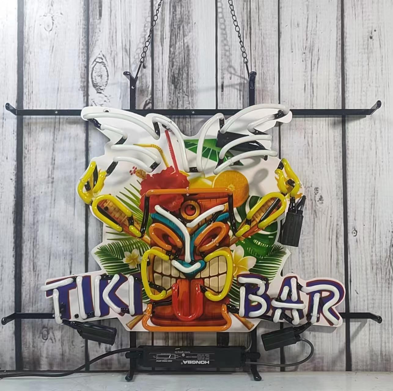 Palm Sign Tiki Bar Neon Signs Bar Bedroom Wall Decor Man Cave Home Pub Recreation Room Game Lights Windows Glass Wall Signs Party Birthday Bedroom Bedside Table Decoration Gifts 24 X 20 Inches