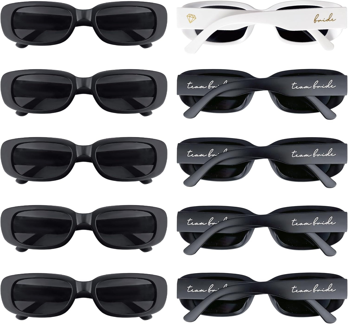 Bride Squad Bachelorette Party Favors 10 Pcs Team Bride Sunglasses Retro Rectangle Bridesmaid Gifts Sunglasses