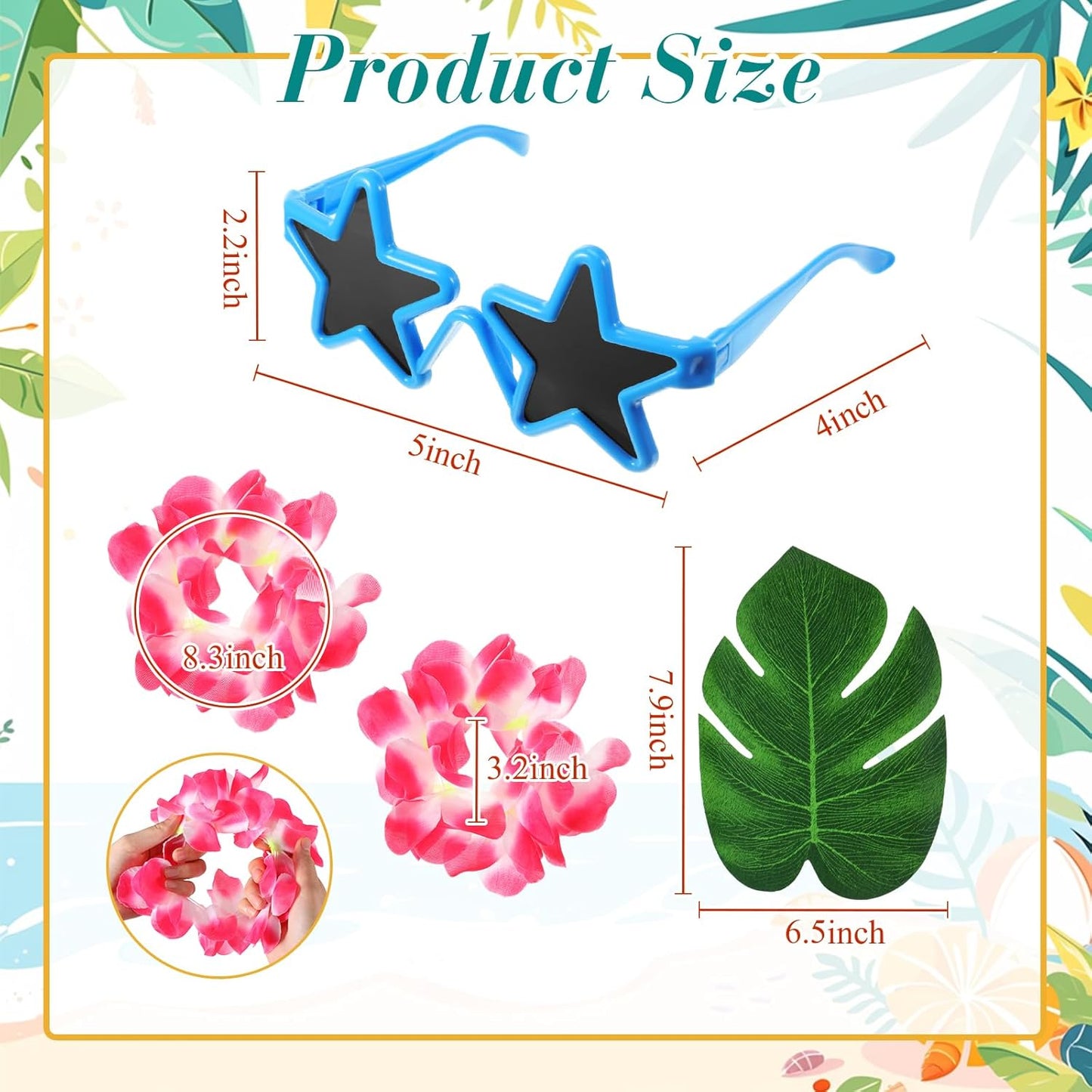 6 Sets Hawaiian Table Centerpieces Pineapple Luau Party Table Decorations Tropical Decor for Beach Summer Party(Star)