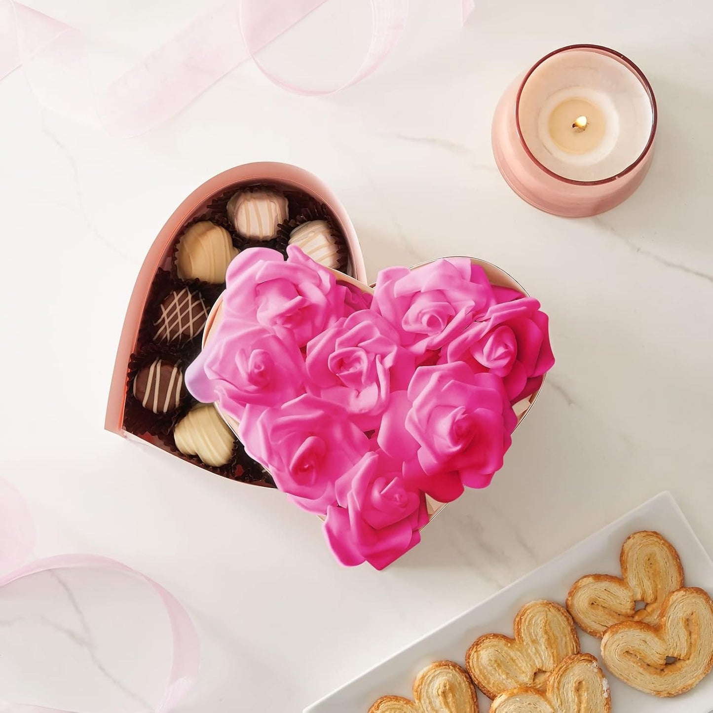 Juvale Artificial Roses - 3 in Heads, 100-Pack, Hot Pink - Faux Flowers for Vase & Wedding Decor - Centerpiece Table Decorations & Bridal Bouquet