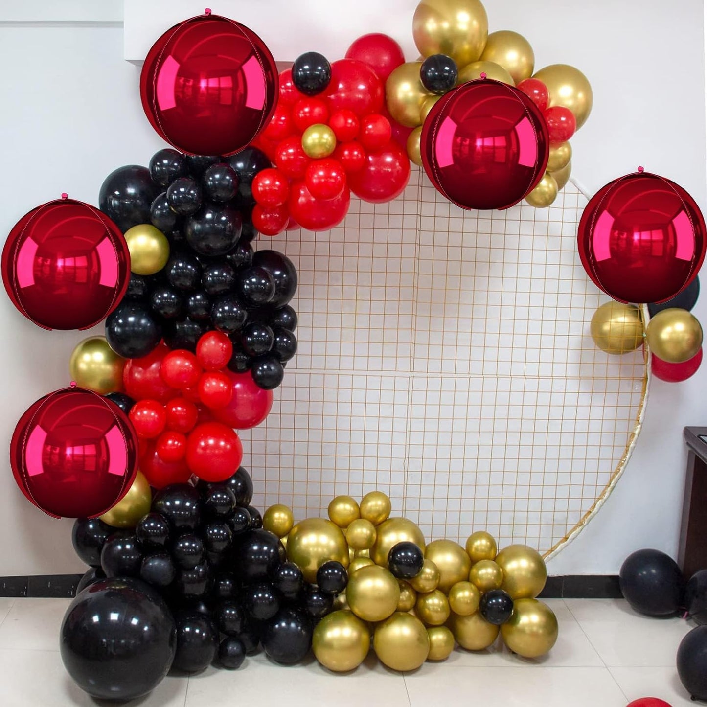 6Pcs Burgundy Round Foil Balloons,Giant 4D Round Ball Balloon,22 Inch Metallic Burgundy Balloons for Birthday Wedding Graduation Prom Party Decorations